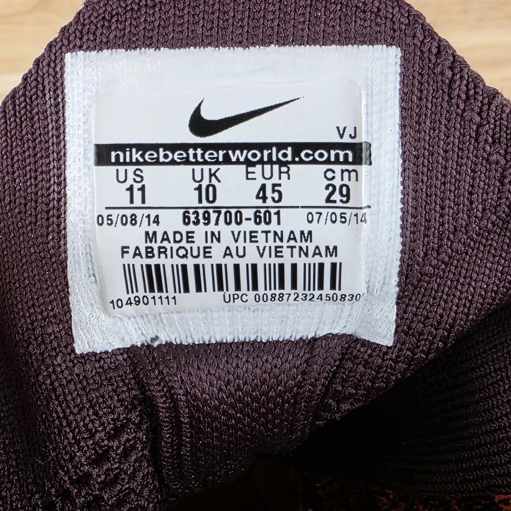 Nike Free Flyknit Chukka Sneakers Mens Size 11 Cinnabar Athletic Shoe 639700-601